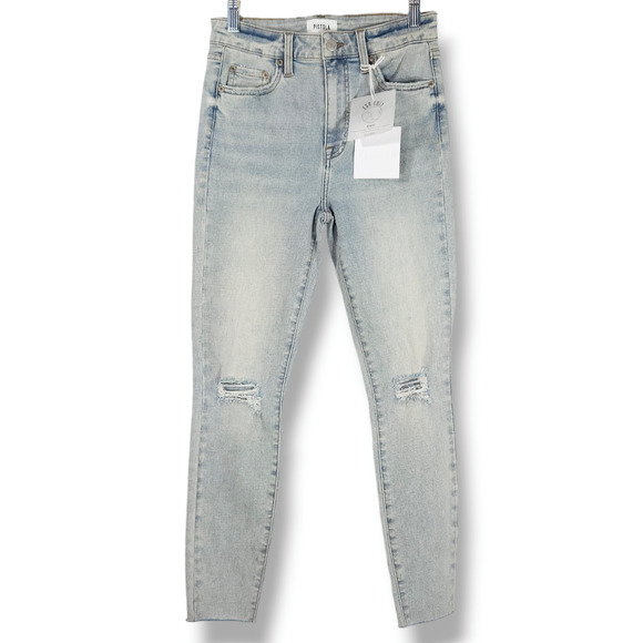 NWT Pistola Aline Distressed Skinny Crop Eco Denim Jeans Sz. 26x25 Lenox Blue - Picture 3 of 10